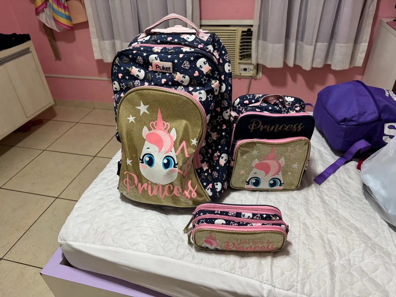 Kit Mochila Princesa Unicórnio Puket 