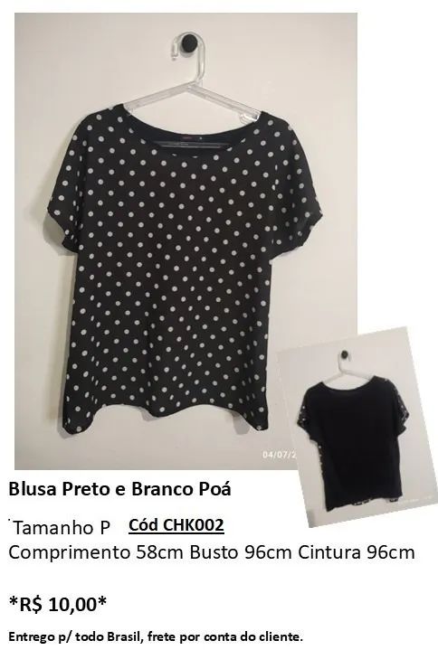 Blusa Poá Preto e Branca - Foto 4
