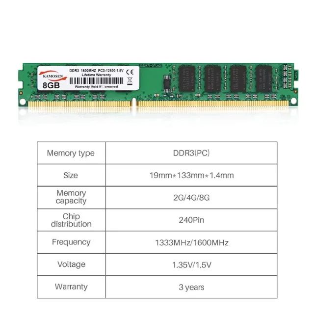 Memoria ram ddr3 4gb 1600mhz