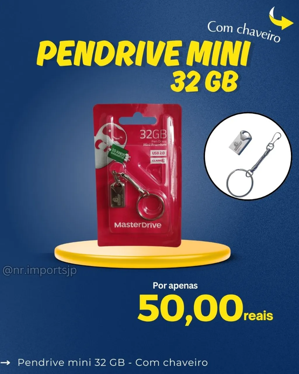 Pendrive Mini 32GB - Com Chaveiro