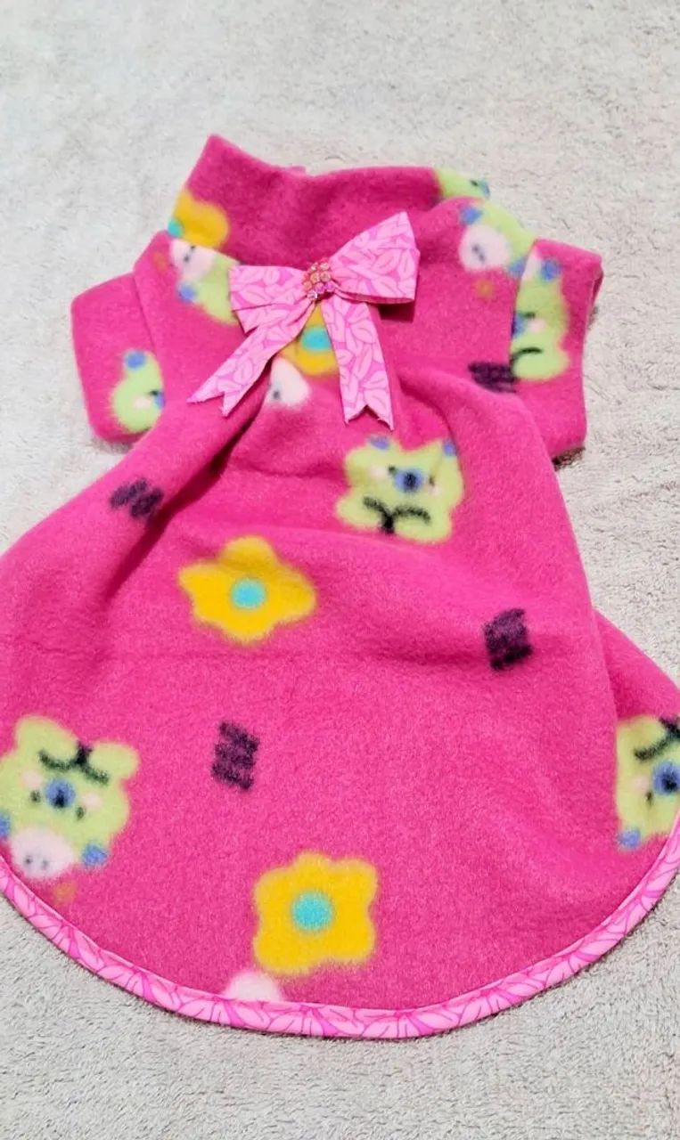 Roupa pet rosa com estampa fofa - Foto 2