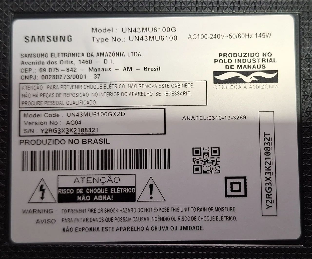 Placa Fonte modelo CNO7BN4400806ADCO7JBE2678 R.G TV SAMSUNG UN43MU6100G - Foto 6