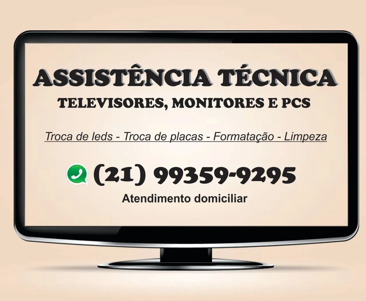 Assistência Técnica de TVs e Pcs com atendimento domiciliar