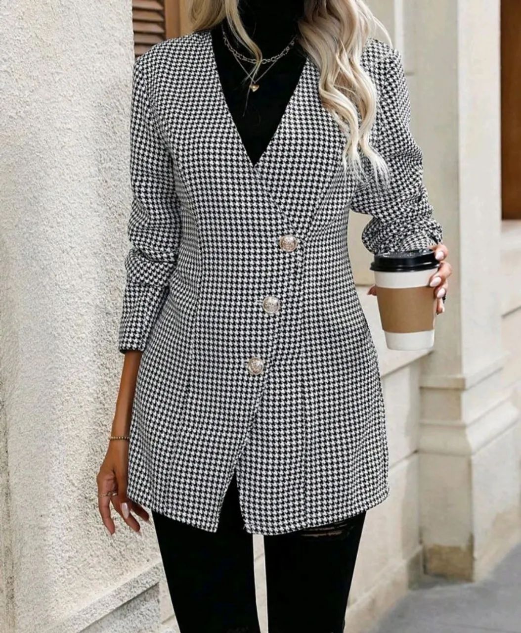 Blazer Xadrez Elegante - Tam p - Foto 3