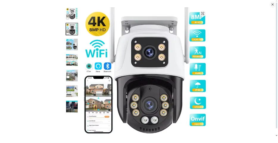 camera de segurança wifi lente dupla 360º