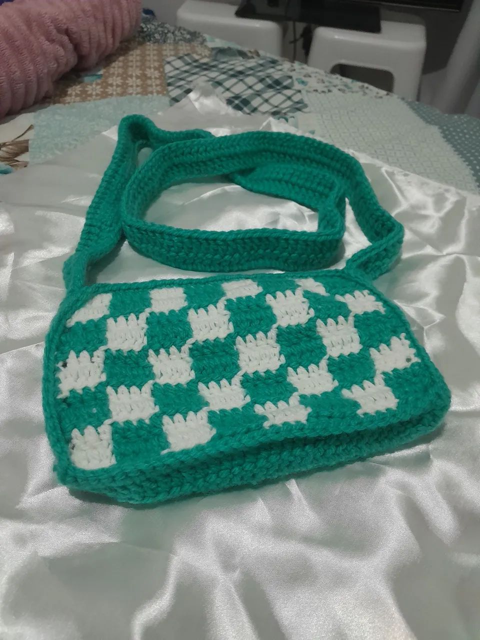 Bolsa xadrez lateral verde - Foto 2