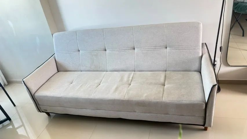 Sofá Cama Sérvia 2m Linho Cinza 10 meses de uso - Foto 3
