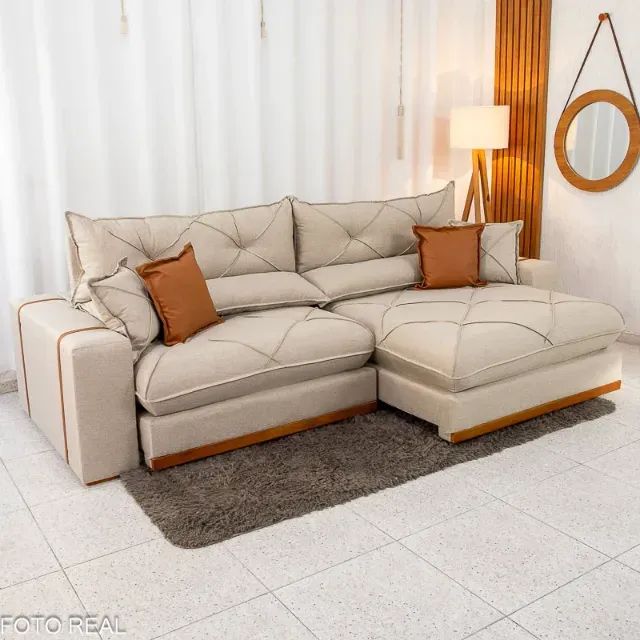 Sofá retrátil linho 2,50m cappuccino - Foto 2