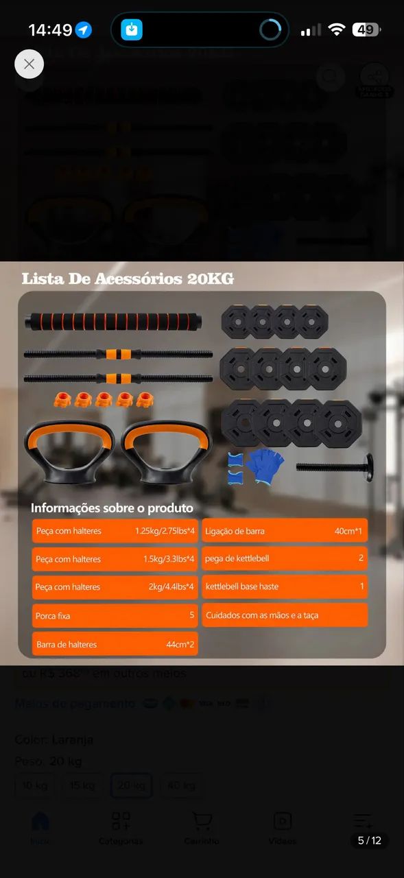 Halteres multi exercícios 