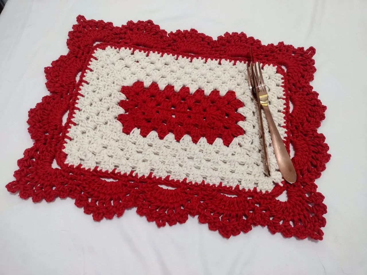 Jogo Americano de Crochê, Sousplat retangular de crochê 