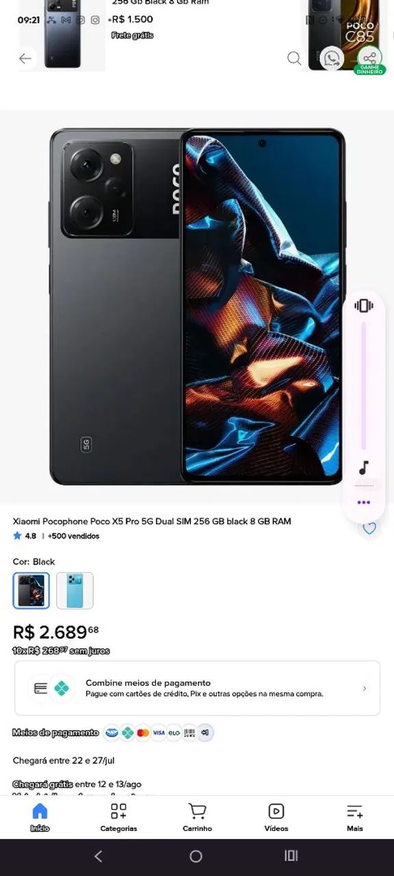 Prar hoje  venha celular zero