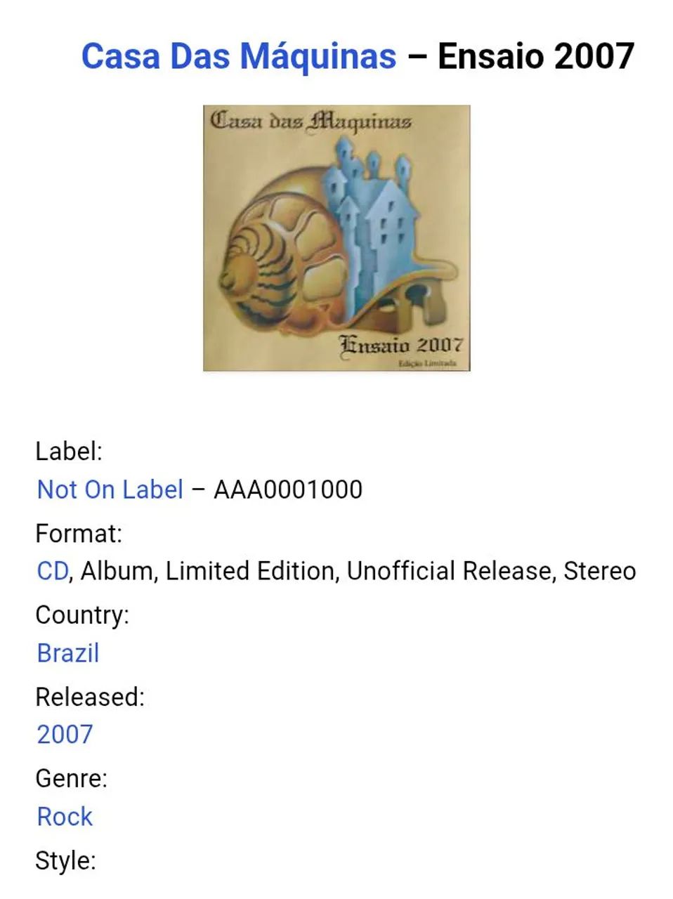 CD Casa das Máquinas - Ensaio 2007 (Edição Limitada) - Foto 4