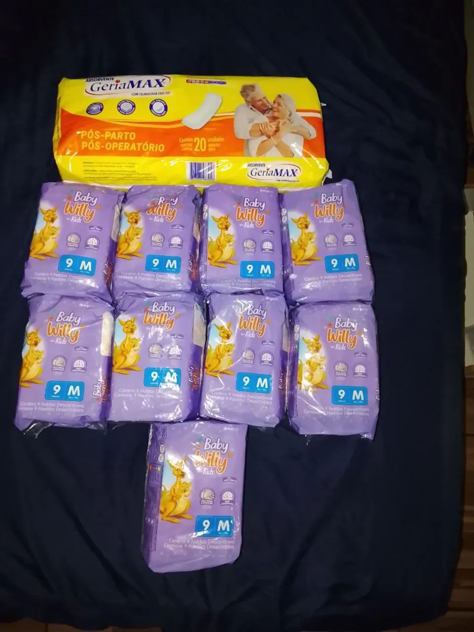 Fraldas Tam M e absorvente pós parto 