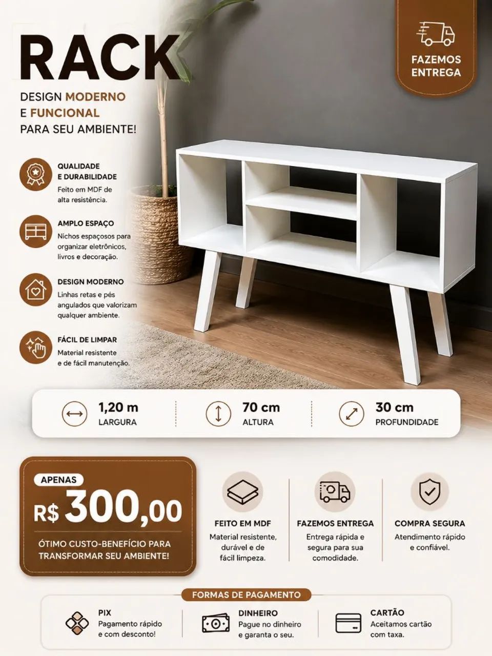 Rack para sala ou quarto 