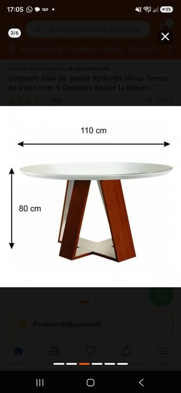 Mesa de jantar redonda com tampo de vidro - Foto 5