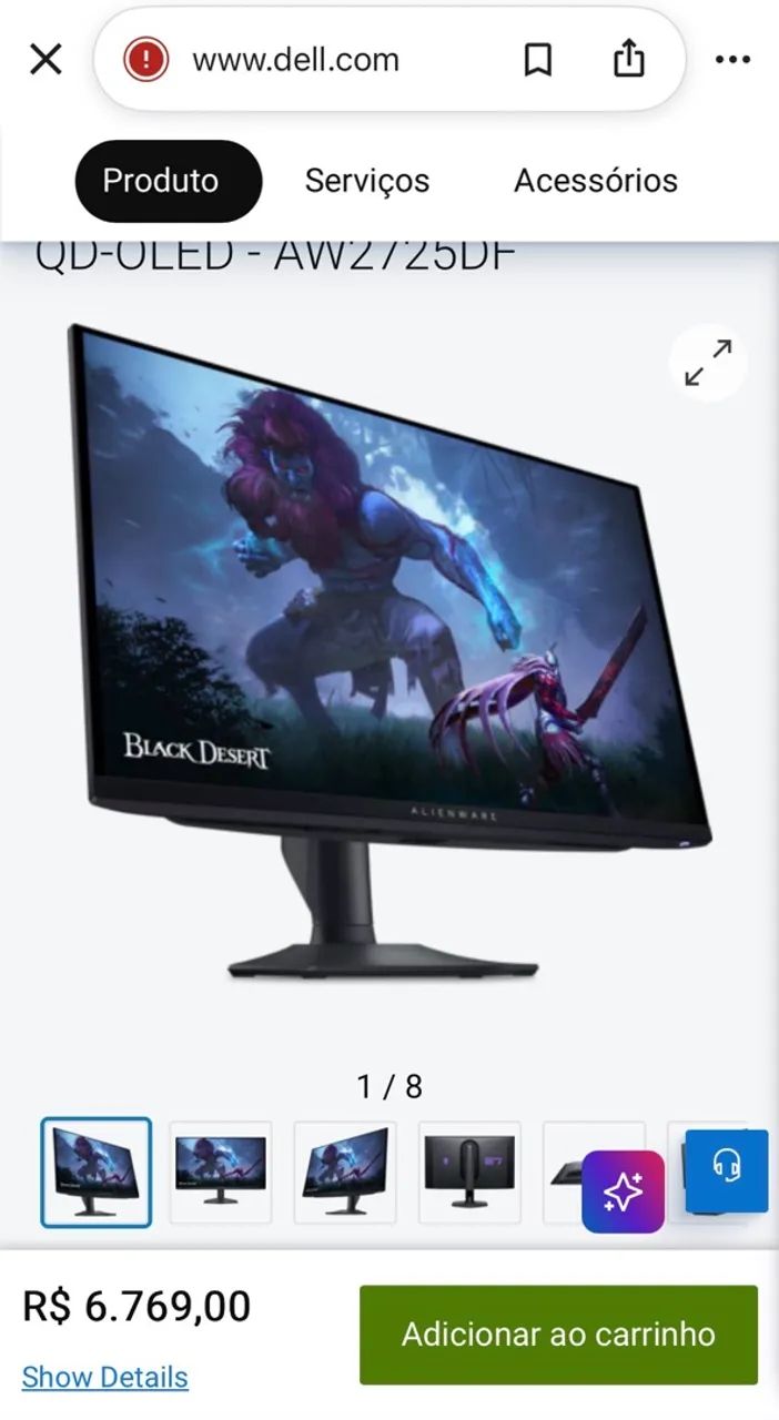 Alienware AW2725DF 27 QD-OLED 360 hz Novo e lacrado - Monitores