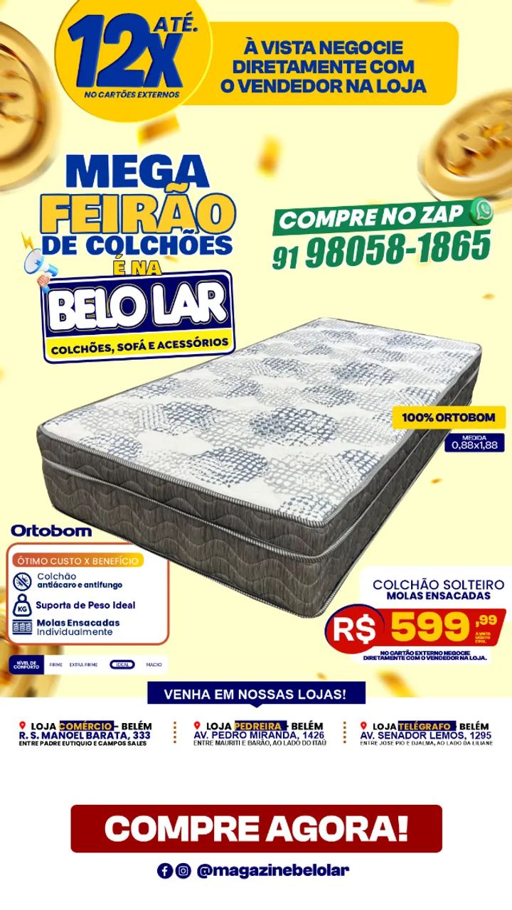 Colchão Solteiro Molas Ensacadas