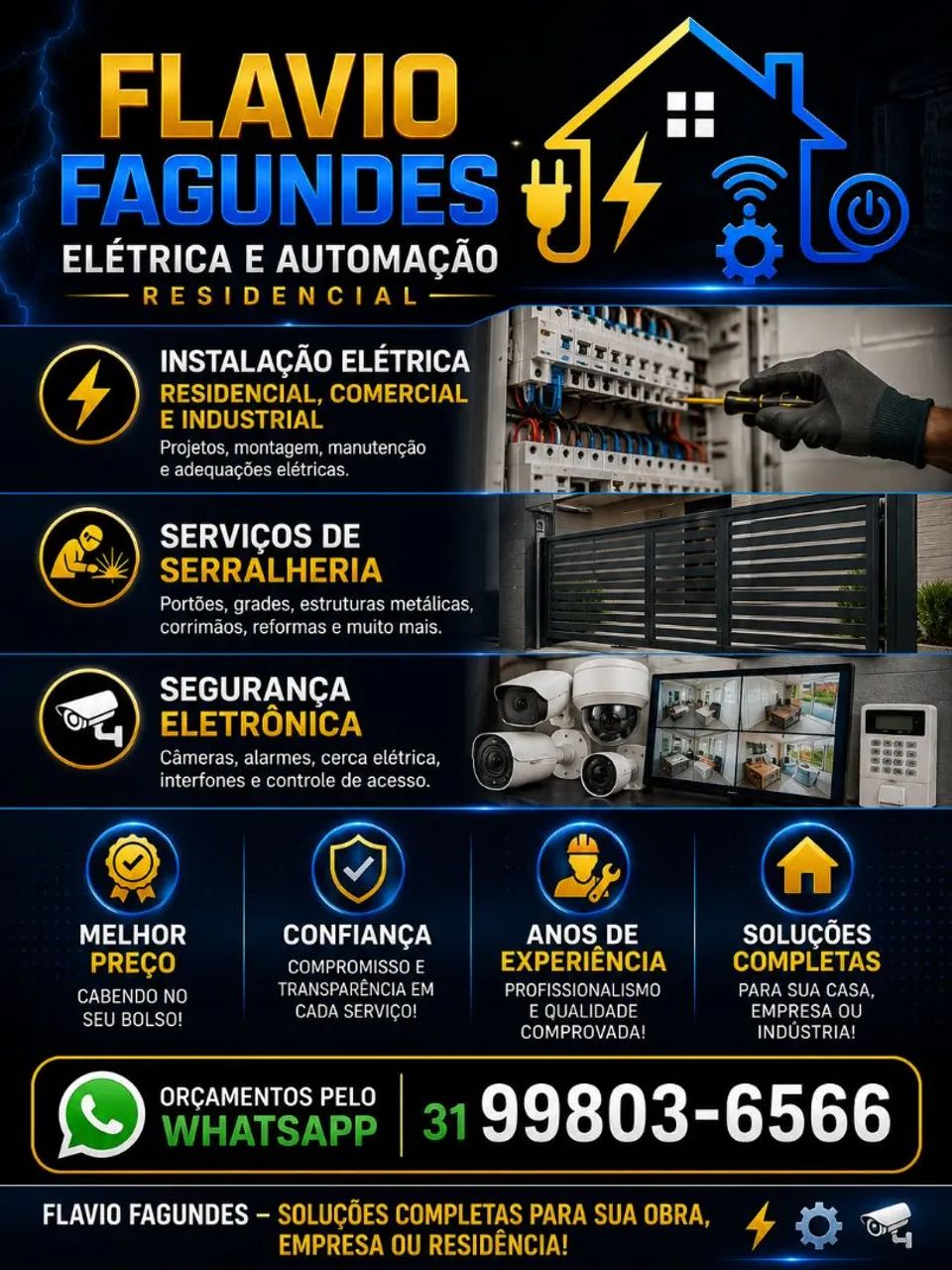 Eletricista residencial, comercial.