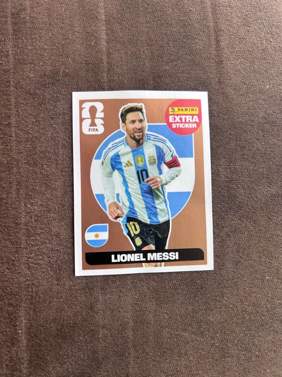 Figurinha Extra Sticker Messi Bronze Legend Panini Copa do Mundo