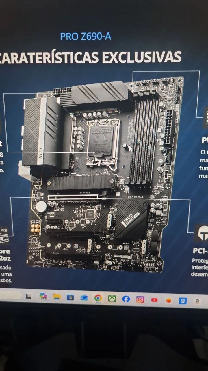Kit i7 12700f placa mae z690a