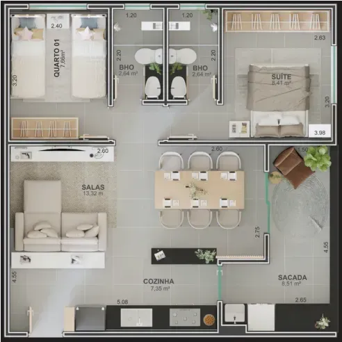 PLANTA 66m²