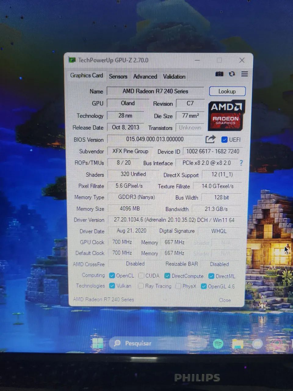 Placa de Vídeo XFX Radeon R7 240 4GB DDR3 - Funcionando Perfeitamente - Foto 5
