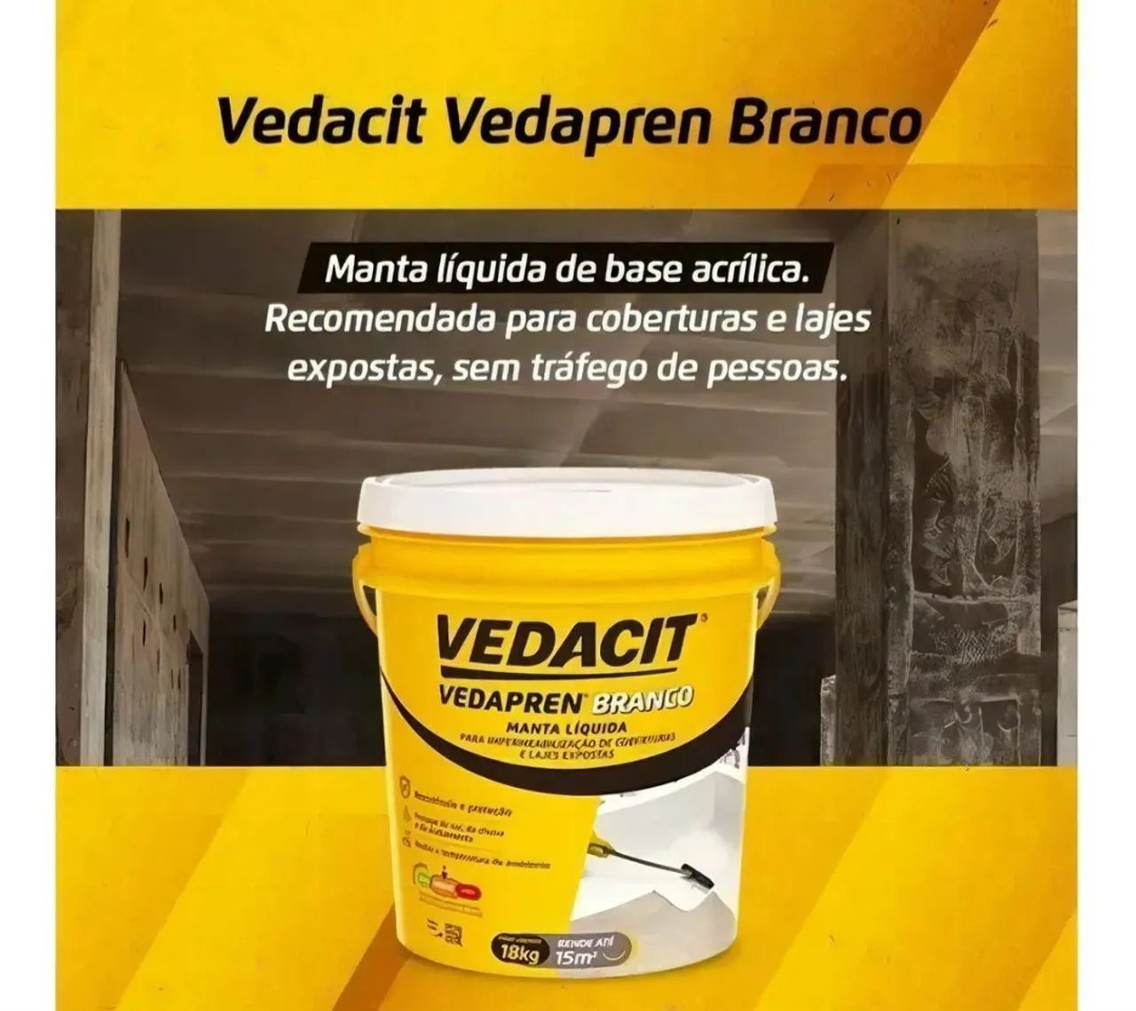 Tinta impermeabilizante manta líquida Vedacit 4,5kg - Foto 3