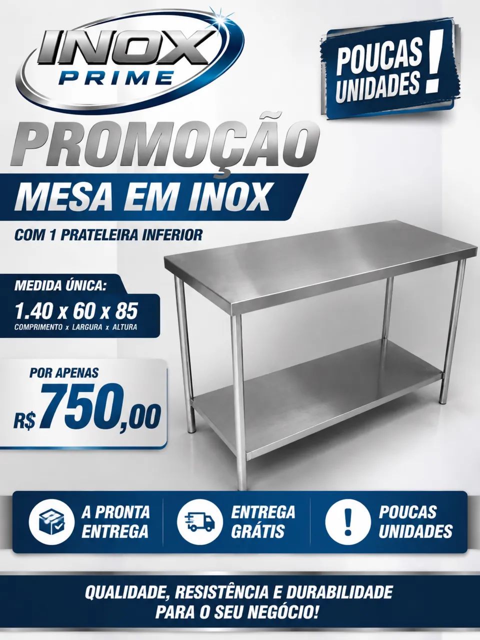 Mesas em inox a pronta entrega 
