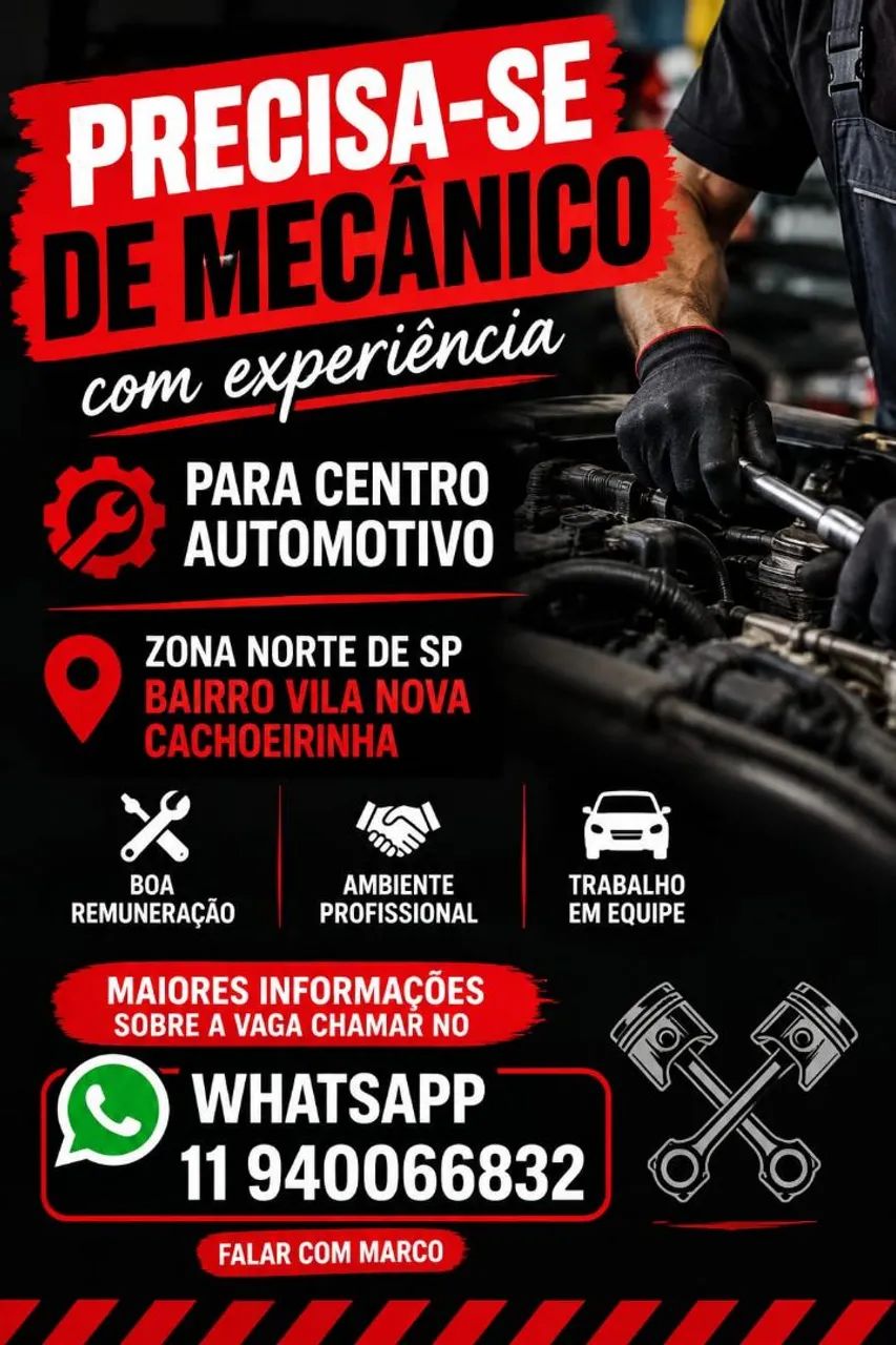 Contrato mecânico com experiência 