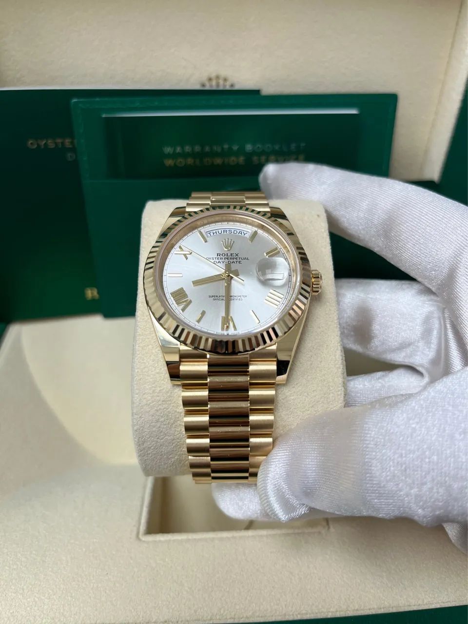 Relógio automático dourado rolex daydate novo