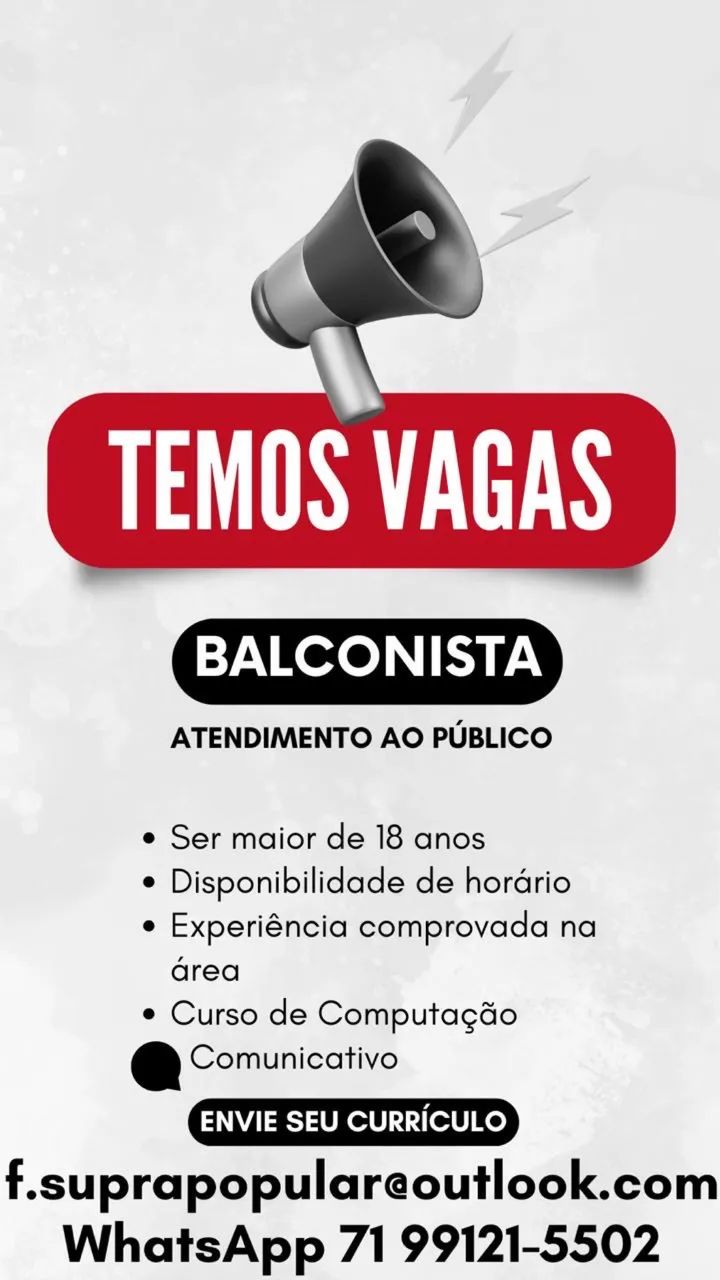 Vaga para balconista 