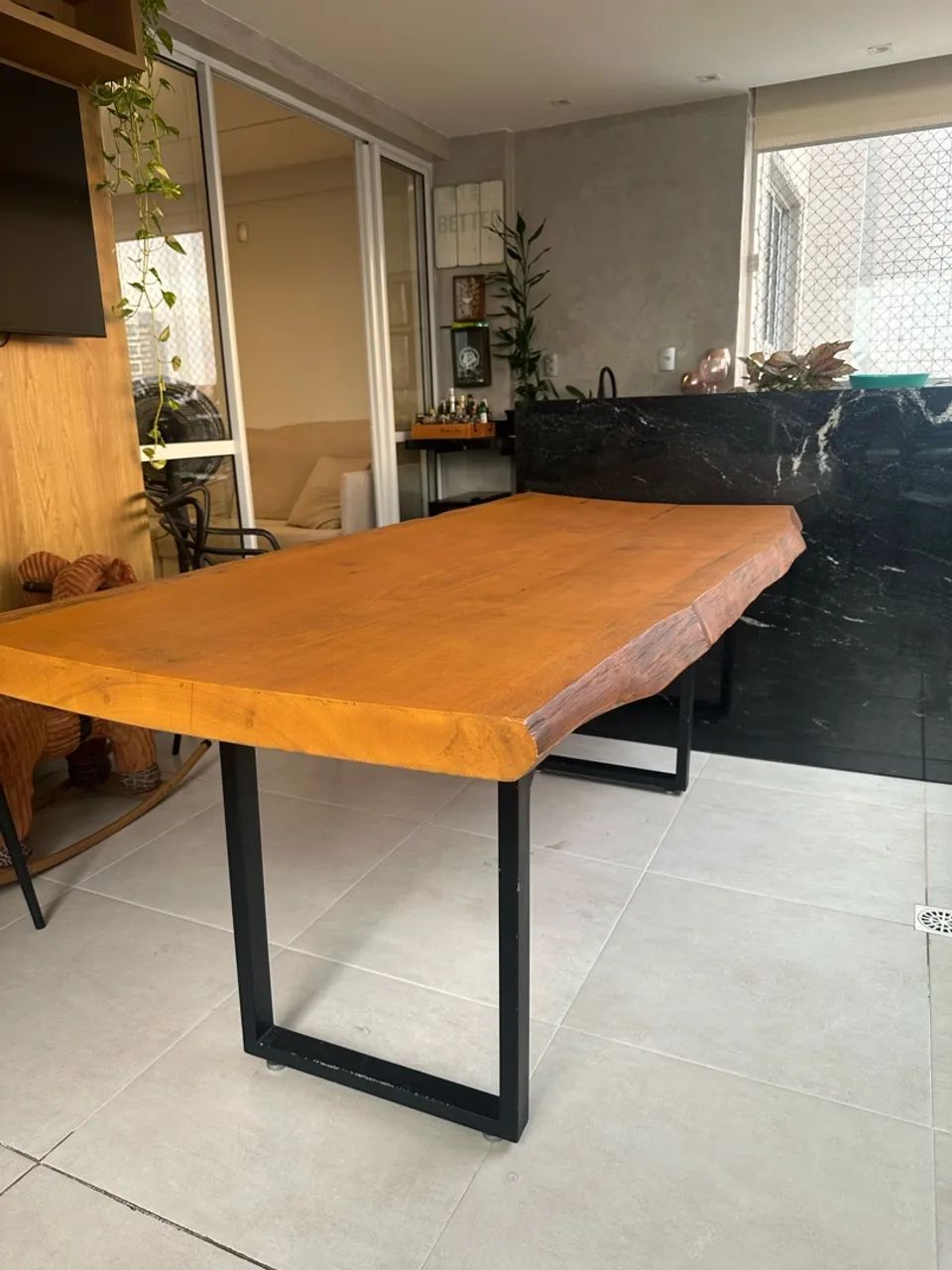 Mesa rústica de madeira e metalon - Foto 4