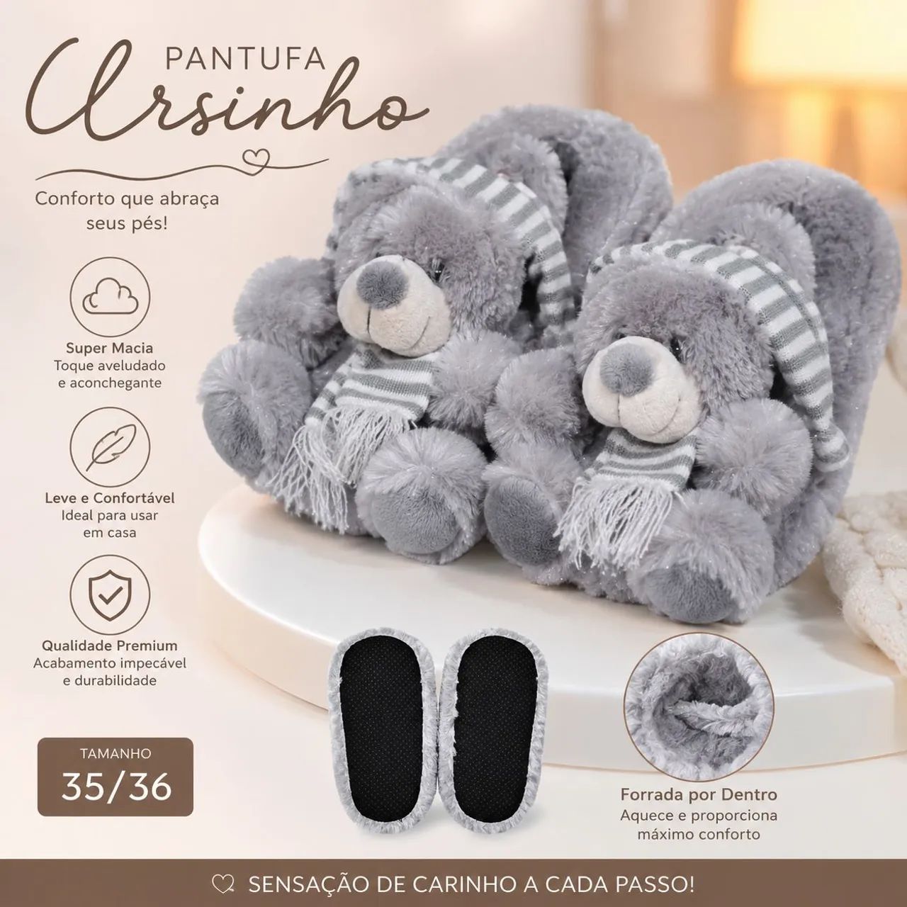 Pantufa de ursinho  - Foto 2