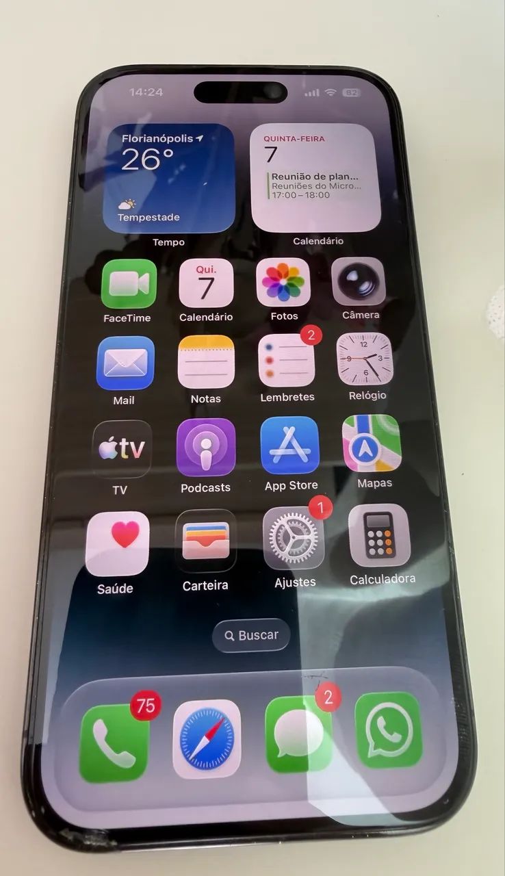 iPhone 14 Pro 256 GB Grafite, acompanha 2 capas - Celulares e