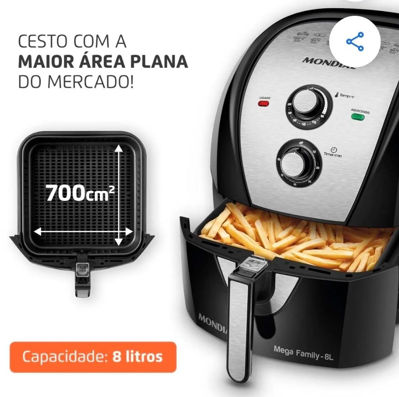 Air Fryer 8l mondial, na caixa (somente para Manaus)