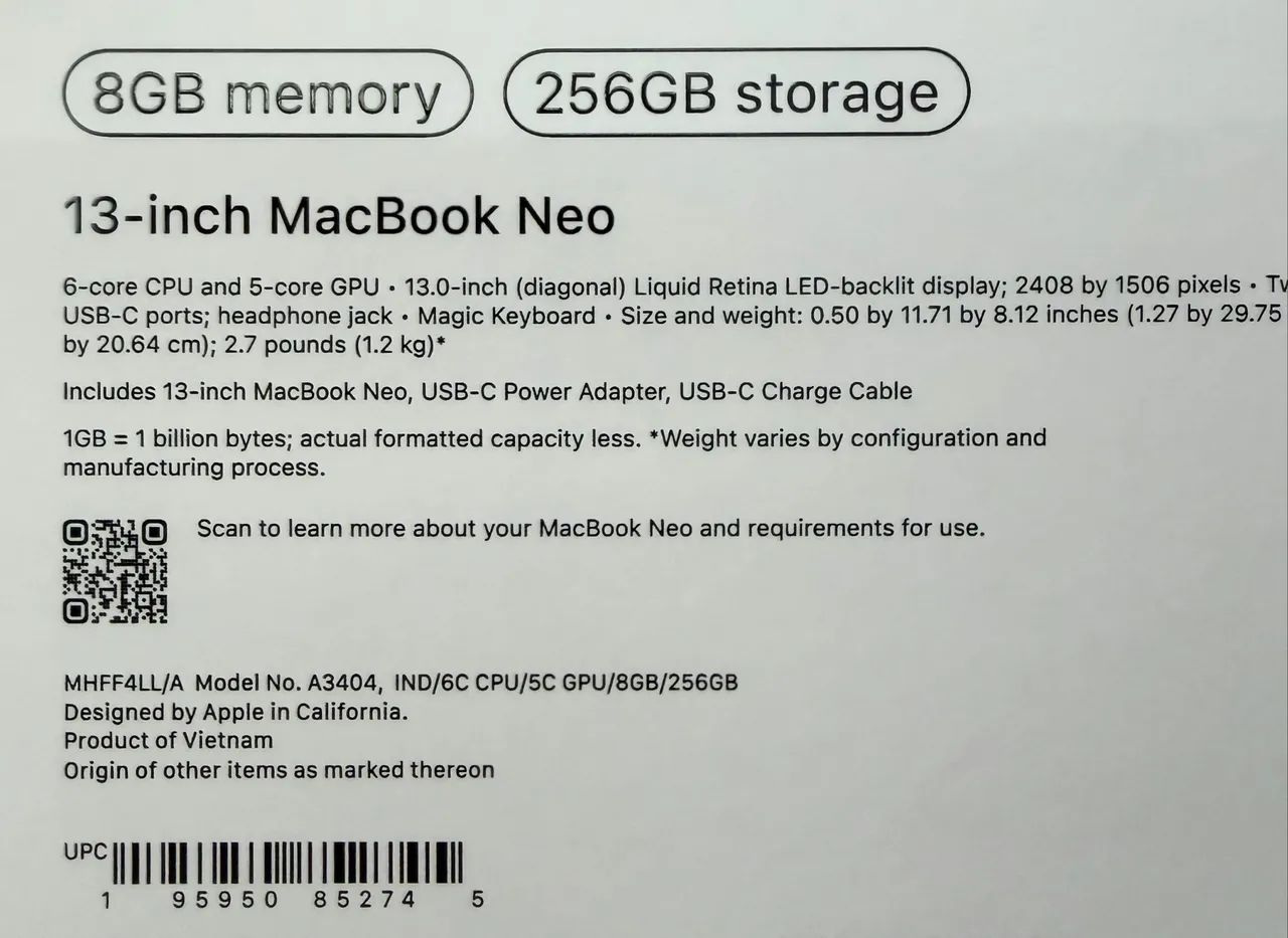 Macbook neo 8gb / 256gb azul novo lacrado LOJA FÍSICA 1 ano de
