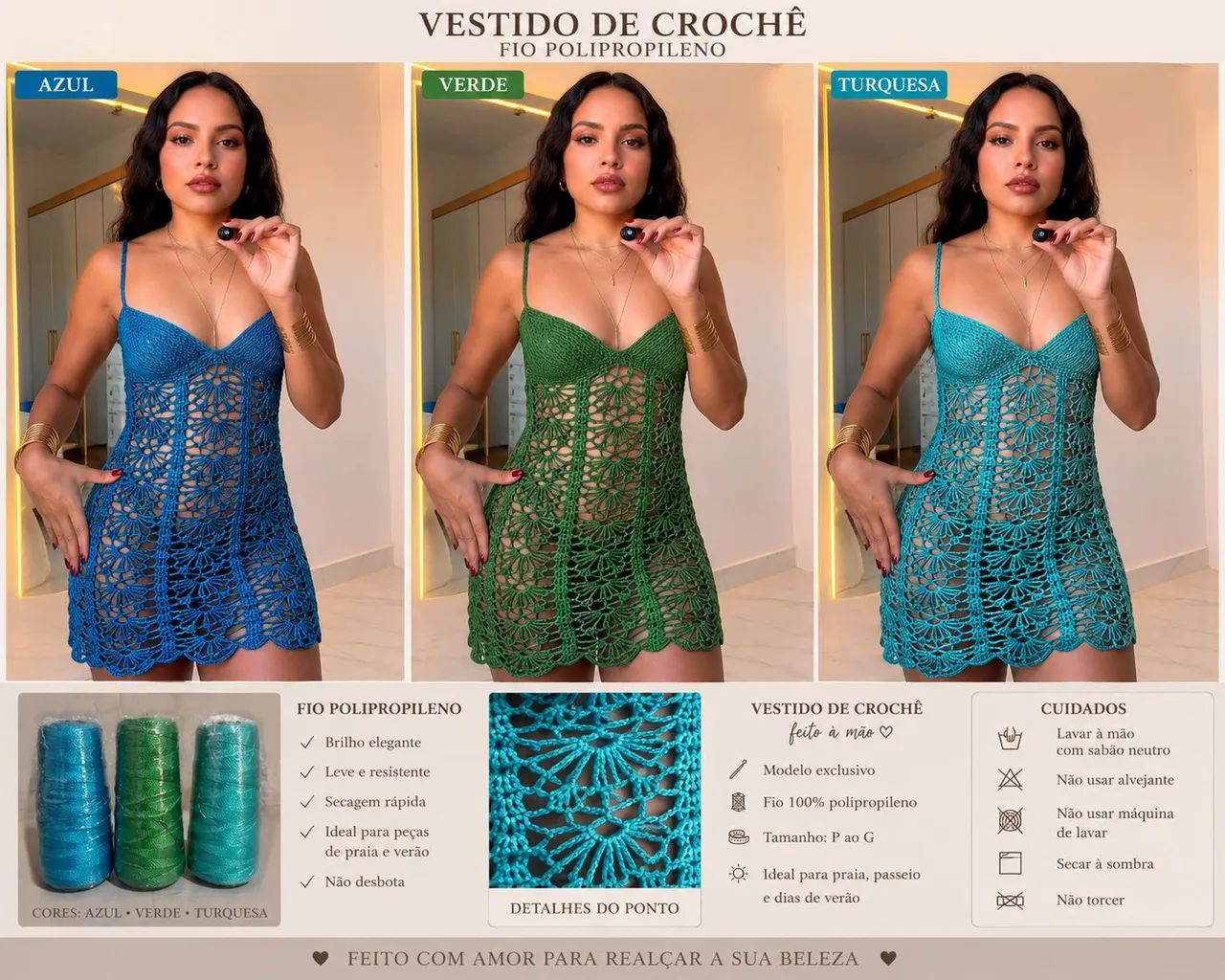 Vestido oliva de crochê  - Foto 5