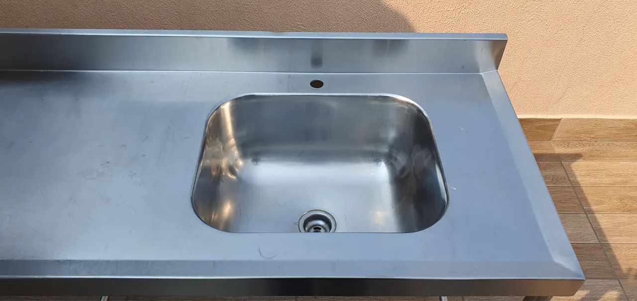 Pia inox bancada mesa com pia  - Foto 3