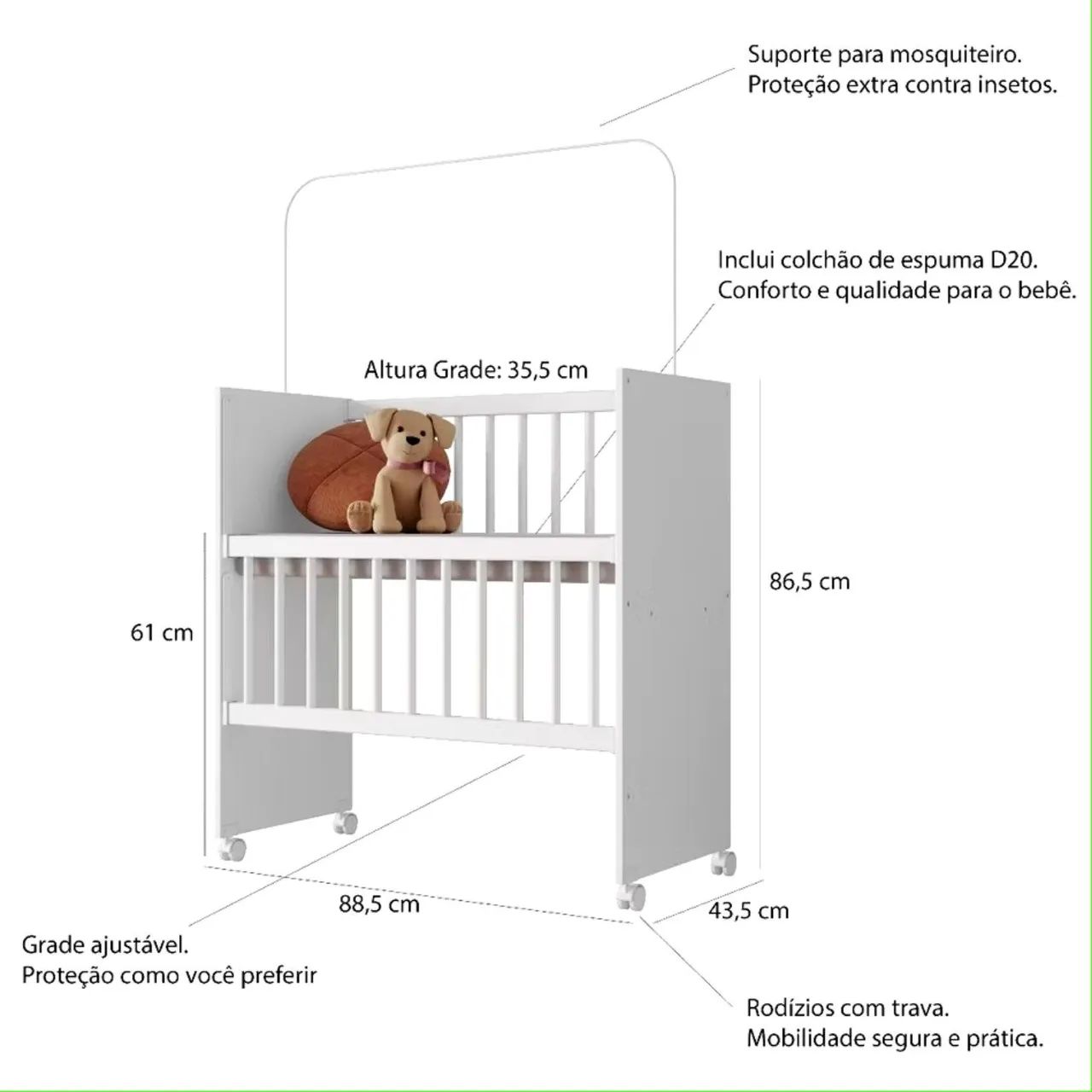 Vendo Mini Berço Com Grade Ajustável - Foto 2