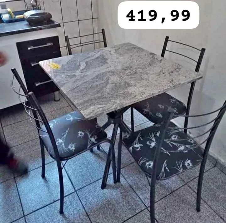 MESA DE GRANITO COM 4 CADEIRAS - DIRETO DE FABRICA 