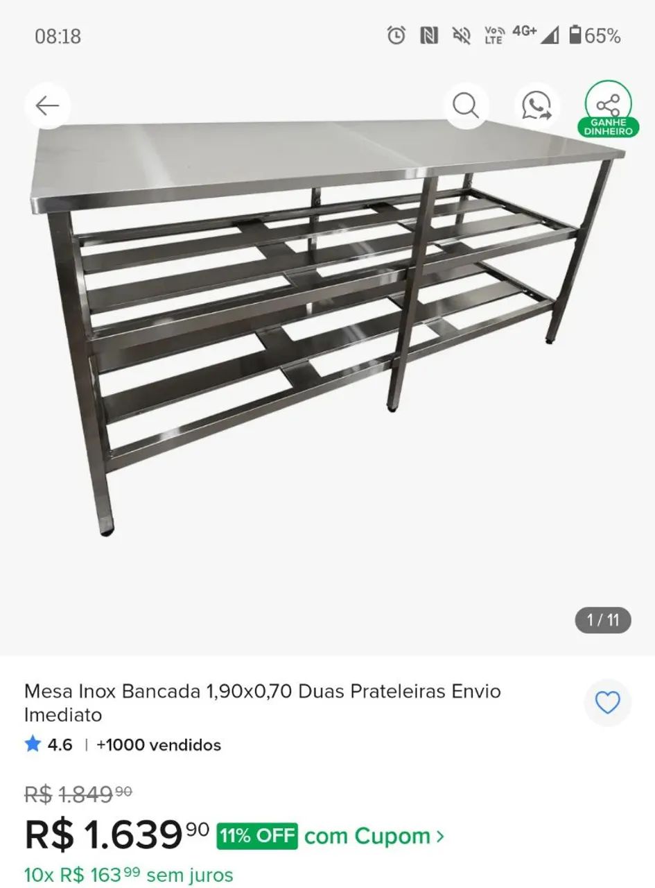 Mesa semi nova Inox