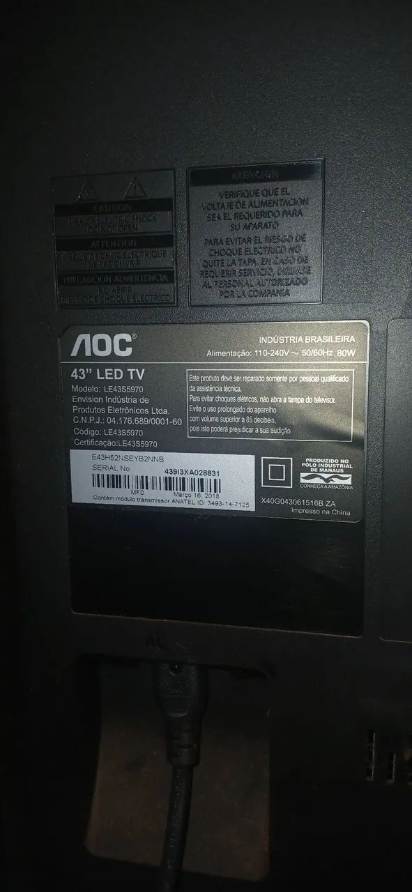 TV smart 43 polegadas AOC 