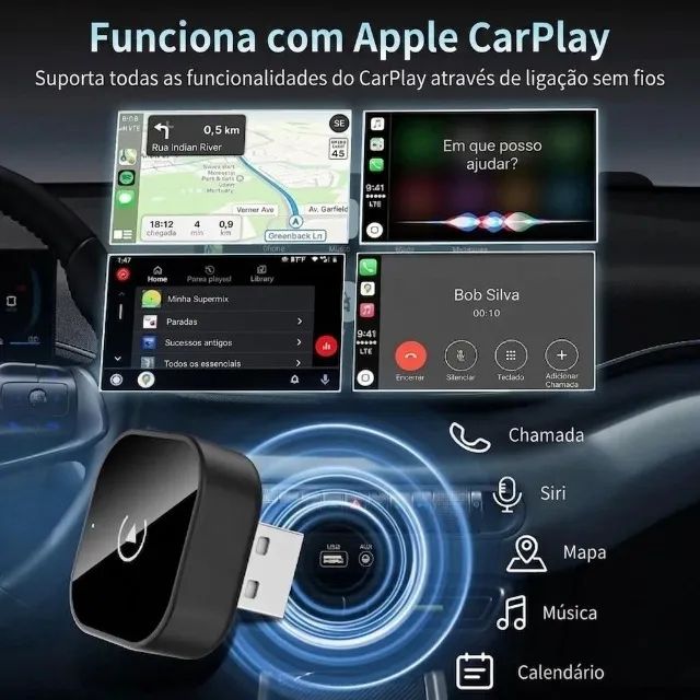 Adaptador Carplay /android Auto Wireless Sem Fio