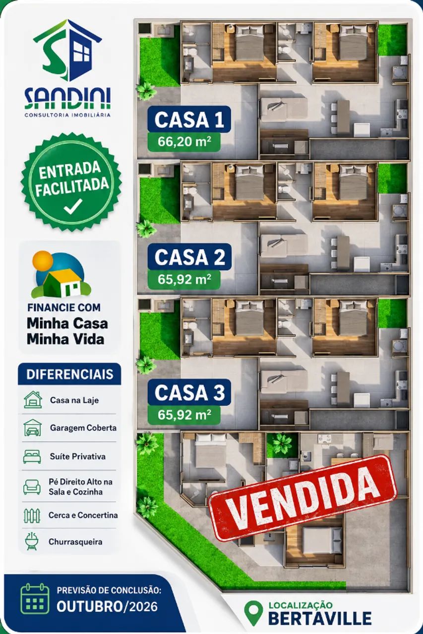 CASA 2 QUARTOS - MINHA CASA MINHA VIDA - BERTAVILLE - Foto 3