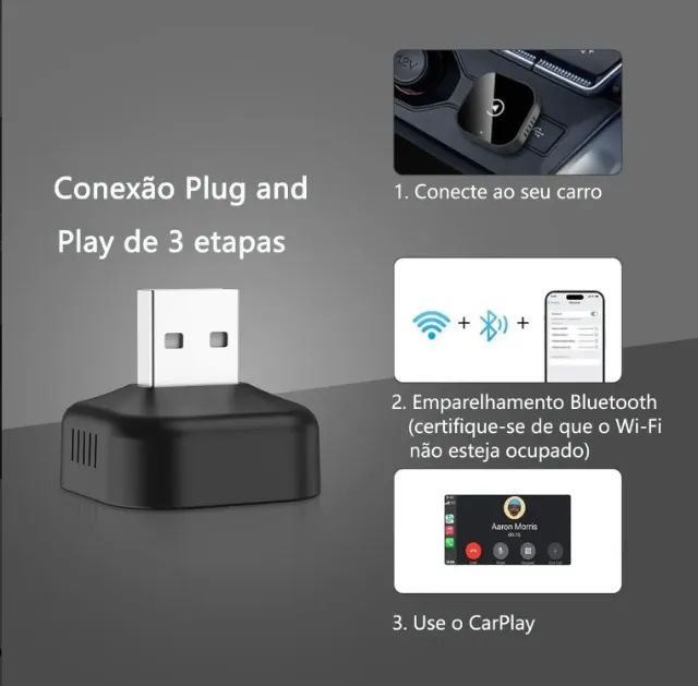 Adaptador Carplay /android Auto Wireless Sem Fio - Foto 3