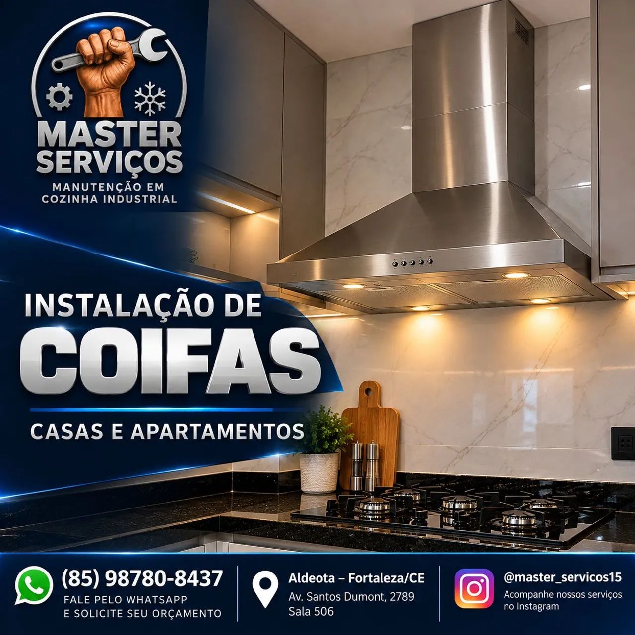 Instalação de Coifa de Parede e de Ilha