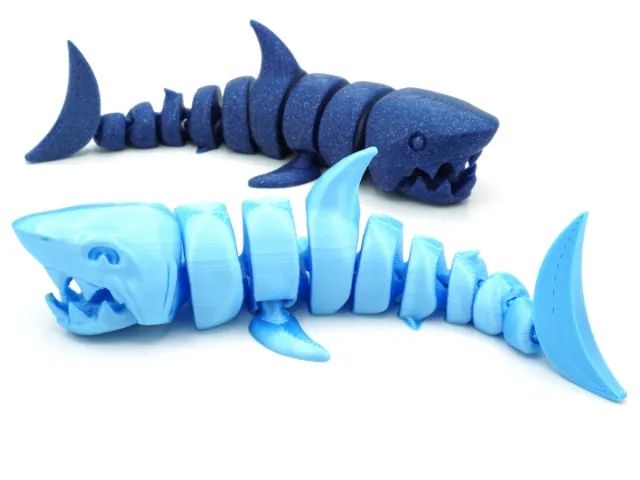 kit 2 Boneco Tubarão 3D Articulado - Brinquedo Sensorial Flexível