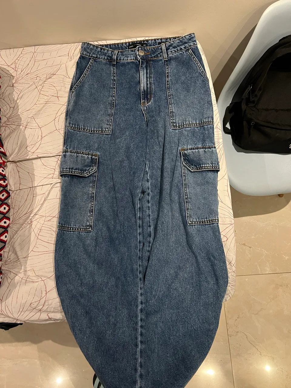 calca wide leg cargo riachuelo