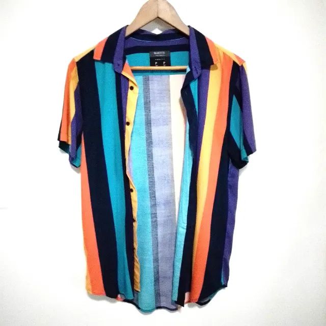 Camisa Masculina Listrada Colorida