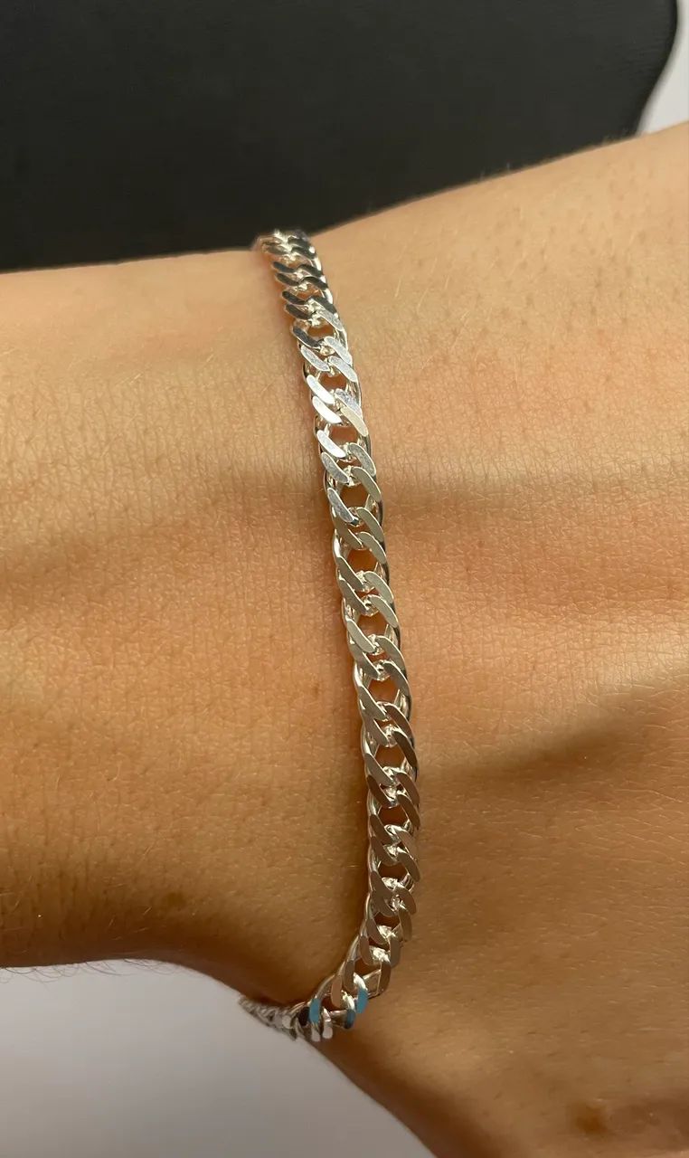 Pulseira nova de prata 925 maciça elo duplo - Foto 3